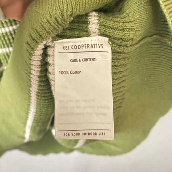 REI Thermal Waffle Knit Striped Top Women’s XL Green Long Sleeve 100% Cotton - Picture 3 of 6